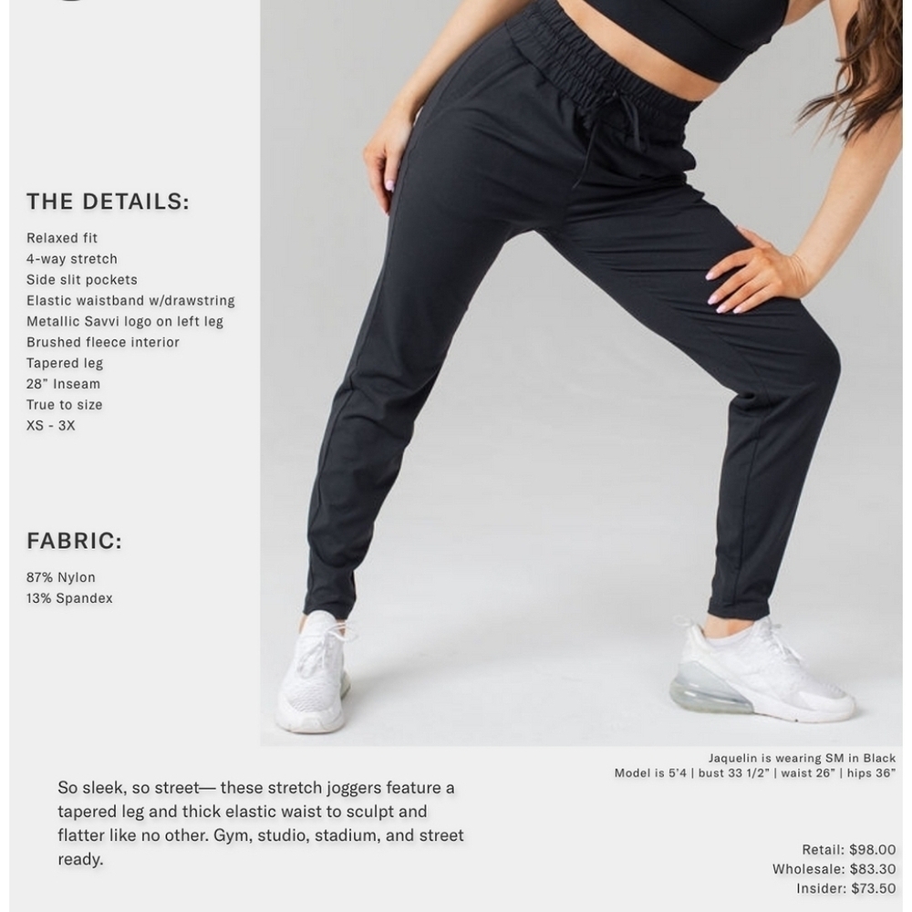 SAVVI Women's  Comfy stretchy Street Joggers BLACK | Size Small - Picture 7 of 9